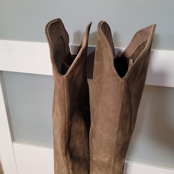 Free People Banks Over The Knee Boots Slouch Suede Green Size 38 - Picture 6 of 17